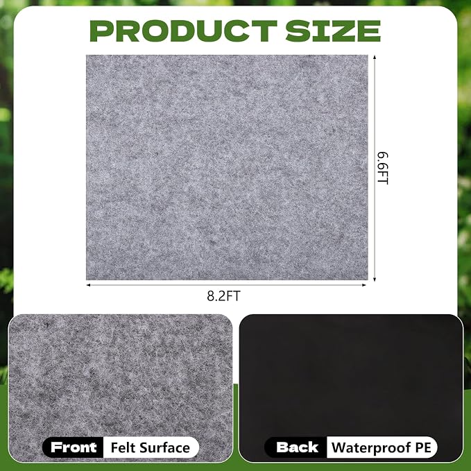 8.2 x 6.6 FT Outdoor Storage Shed Mat Waterproof Storage Shed Flooring Mat Thickened Soft Patio Furniture Pad Washable with Non Slip Backing Not Included, Gray
