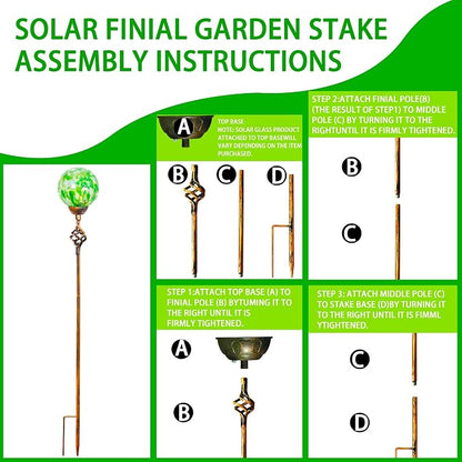 Garden Solar Lights, Decorative LED Honeycomb Glass Ball Garden Stake, Glass and Metal Outdoor Decoration, 4 x 31 Inch (Green)