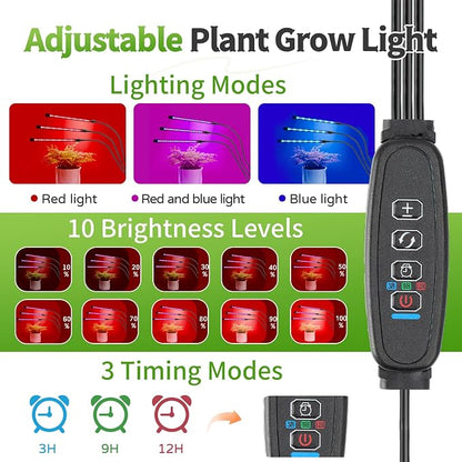 Mini Greenhouse with LED Grow Light & Timer, 36"×20"×33" Portable PE Plant Tent for Indoor Seed Starting, Balcony, Garage & Small Space Gardening