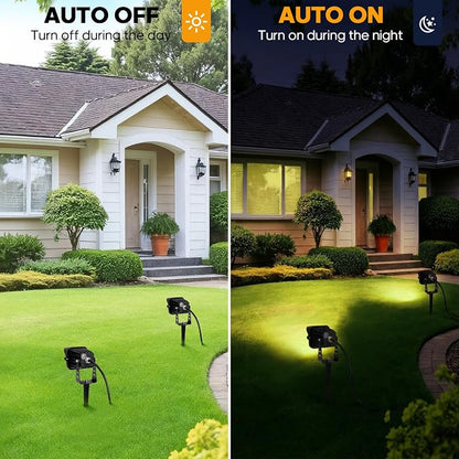 Dusk to Dawn Outdoor Lighting15W Spot Lights Outdoor with Photocell Sensor | 3000K Warm White Landscape Lighting IP65 Waterproof Spotlight for Garden Yard Flag Tree, 5.91FT Cable, US Plug