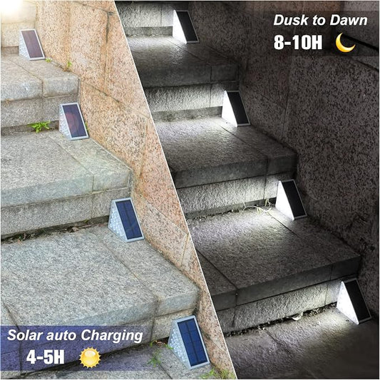 VOLISUN Solar Stair Lights 16 Pack, Solar Step Lights Waterproof IP67, Outdoor Step Light with 13 LEDs, Outdoor Lighting Decor for Yard Stair, Patio, Front Step, Front Porch and Deck(Cool White)