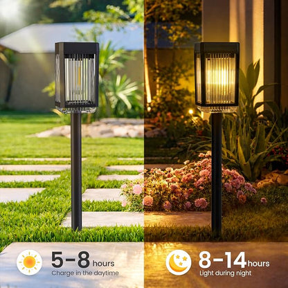 Solar Pathway Lights, 12 Pack Solar Powered Garden Lights Waterproof IP65, 3 Brightness Modes 10-40 LM Outdoor Light for Lawn Patio Walkway Driveway Decor Landscape Lighting (Warm White)