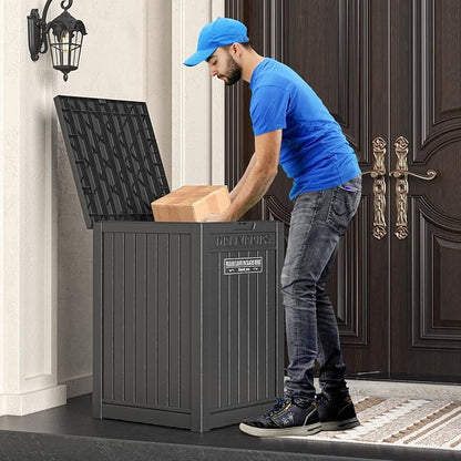 LHBGO Package Delivery Box for Outside, 48 Gallon Storage with Lockable Secure, Large Double Wall Resin Outdoor Package Delivery Waterproof Deck
