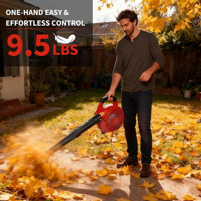 28 CC Gas Powered Leaf Blower, Gas Handheld Leaf Blower, 490 CFM, 280 MPH, 2-Cycle Gas Blowers for Lawn Care, Driveway Cleaning and Light Snow Removal