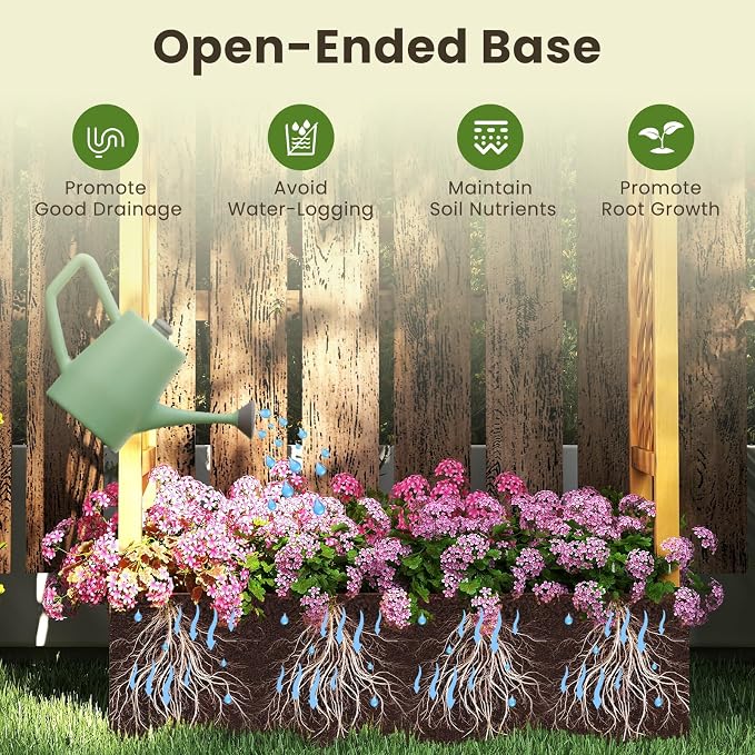 S AFSTAR Wooden Raised Garden Bed with Trellis, 70" Elevated Planter Box with Hanging Roof & Open-Ended Base for Climbing Vine Flower Herb Vegetable, Outdoor Plant Container for Patio & Yard