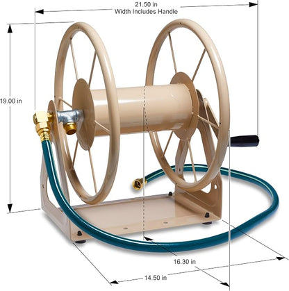 Liberty Garden Products 703-2 Multi-Purpose Steel Garden Wall/Floor Mount Hose Reel, Tan Poly, 5/8-Inch