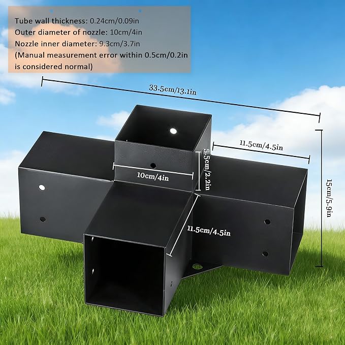 2pc 4-Way Pergola Bracket Kit, Pergola Kits to Build Yourself | 4x4 Corner Brackets for Wood for Wood Beams, Corner Brackets for Do It Yourself Pergola Kits Outdoor Gazebo Patio Log Cabin
