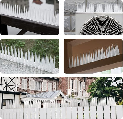 OFFO Bird Spikes Pigeon Outdoor Spikes for Cat Keep Birds Raccoon Woodpecker Away Covers 8 Feet(2.44m), Frosted White