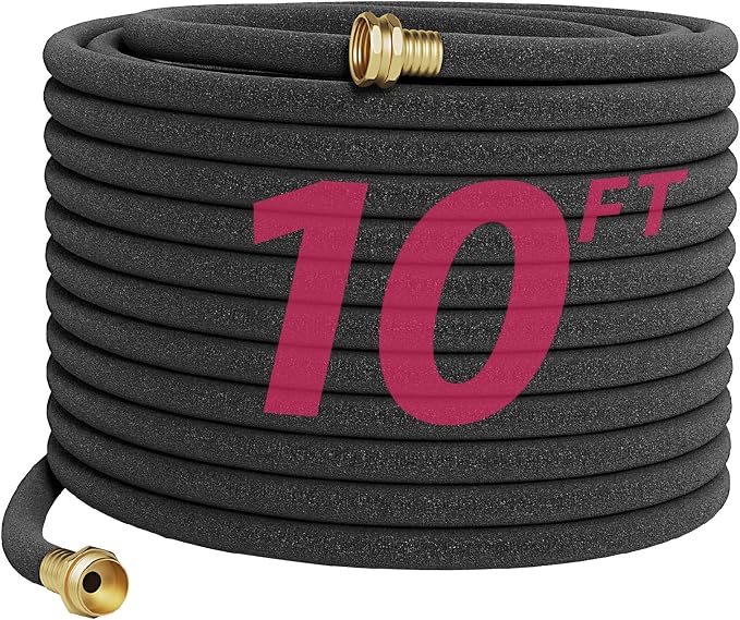 Soaker Hose 10FT 1/2 Inch Premium Soaker Hose with Solid Brass Connectors, for Deep Root Watering in Flower Beds & Landscaping