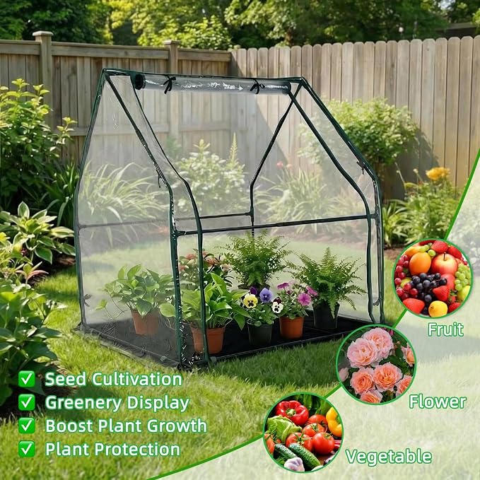 Portable Greenhouse for Outsides, 36x36x43 Inch Green House Tent with PVC Cover, Garden Plant Protector with Zippered Door for Vegetables Flowers Fruits Herbs