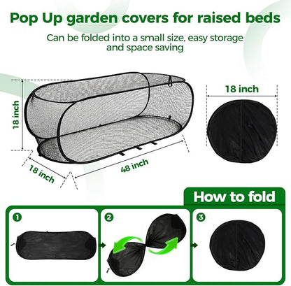 BobbleT Garden Covers for Raised Beds, Pop Up Mesh Plant Cover with 30% Sunblock Shade Cloth, Outdoor Raised Garden Bed Netting for Seedlings & Vegetables, 8 Metal Stakes,45" x 22" x 16"