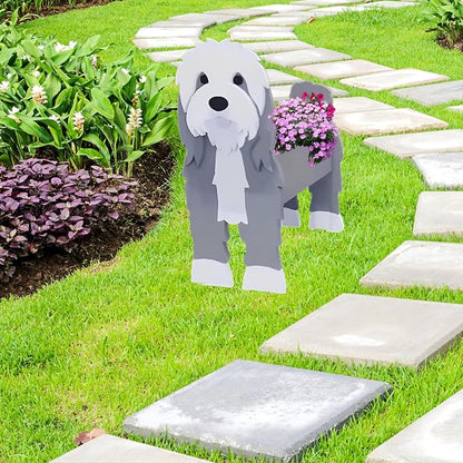 Baba Collie Dog Planter Pots, 9.45 x 5.98x 13.54 Inches | Dog Flower Pot, Cute Animal Shaped Plant Pot, Gifts for Women & Pet Lovers, Indoor Outdoor Garden Home Office Decor