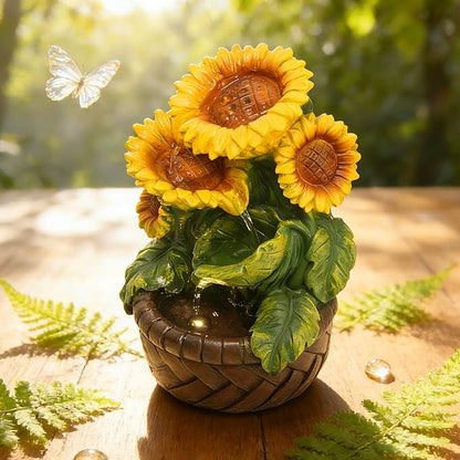 Tabletop Water Fountain Indoor Themed Sunflower Fountain Indoor Table Top Waterfall Desk Decor for Home Meditation Relaxation(Sun)