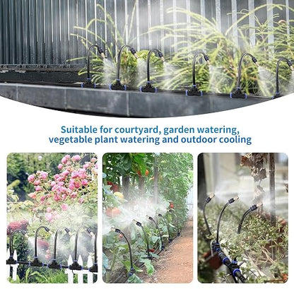 30FT Drip Irrigation System, Complete Garden Watering Kit with Rust-Proof Copper Nozzles - UV Stabilized Flexible Hose for Lawn, Greenhouse, Patio Plants