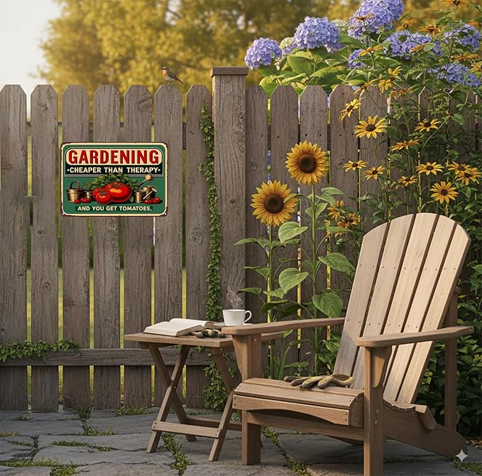 Smilelife Plants Gifts Gardening Cheaper Than Therapy Vintage Tin Sign for Garden Patio Porch Yard She Shed Decor 8x12 Inch(3946)