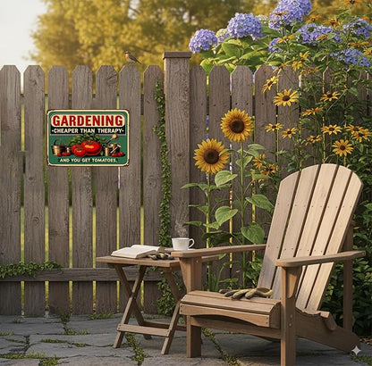 Smilelife Plants Gifts Gardening Cheaper Than Therapy Vintage Tin Sign for Garden Patio Porch Yard She Shed Decor 8x12 Inch(3946)