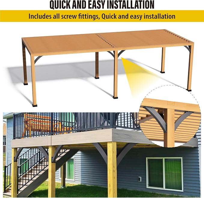 AECXM Heavy Duty 4''x4'' (Actual: 3.2''x3.2'') Arc 45° Angle Support Brackets, for gazebos, Decks, porches, Log Cabins and Other Wood Frame Degree Angle Pergola (8-Bracket)