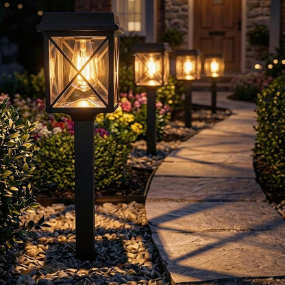 XMCOSY+ 12 Pack Solar Pathway Lights, 50LM Bright Garden Lights Solar Powered, Long Lasting Outdoor Solar Lights for Yard Backyard Driveway Walkway Landscape Path (Warm/Cool White)