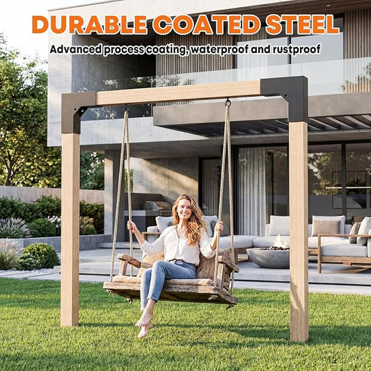 4 Pcs Pergola DIY Bracket Kits, 2-Way L Shaped Corner Brackets for 4" x 4"(Actual:3.5" x 3.5") Indoor and Outdoor Wood Post Structures, DIY 90° Right Corner Brackets, for Gazebos, Patios, Porchs