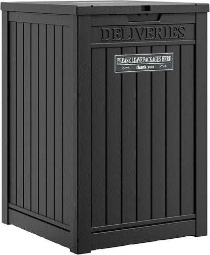 Package Delivery Box for Outside, Storage Box with Lockable Secure, Outdoor Resin Package Drop Container Waterproof for Backyard, Garden, Patio & Lawn, Black