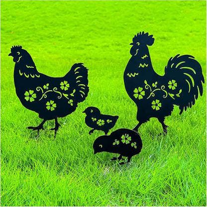 TIGGSY Chicken Metal Decorative Garden Stakes Chicken Gifts for Women/Men Chicken Lovers Gifts Silhouette Statues for Yard Art, Outside, Patio, Outdoor Decor, Garden Decorations, Lawn Ornaments