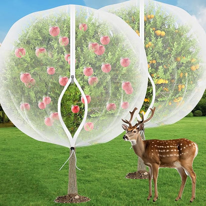 VITI Fruit Tree Netting for Cicadas - with 4Pcs 5Ftx5Ft Zipper&Drawstring Protection for Your Fruit Trees Garden Bird Netting Covers Blueberry Bush Tomato Bug Plant Protection Cherry Apple Tree