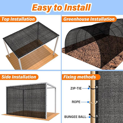 JOJOLEE 40% Sun Shade Cloth, 20x20FT Shade Net Mesh Tarp with Grommets, Black Sunblock Cover for Outdoor Patio Plants, Pergola, Greenhouse, Chicken Coop, Backyard, Balcony