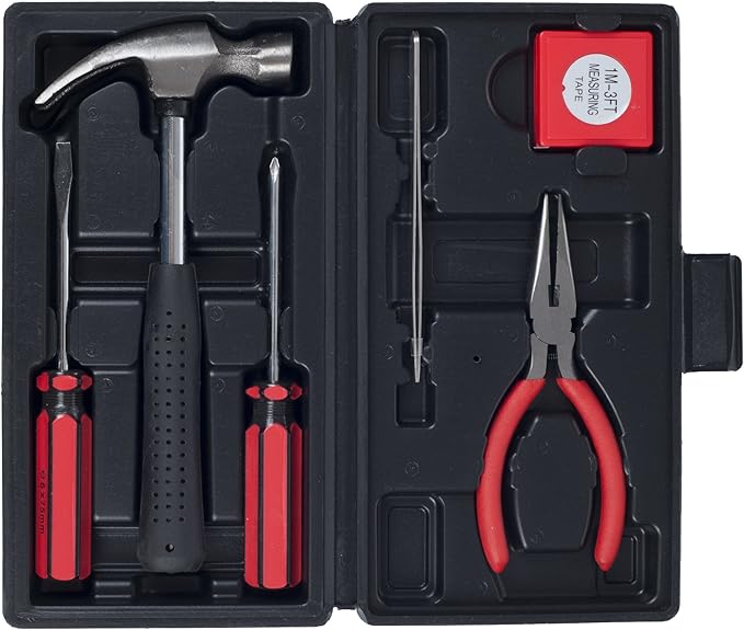 Stalwart - 75-HT1007 Household Hand Tools, Tool Set - 6 Piece by , Set Includes – Hammer, Screwdriver Set, Pliers (Tool Kit for the Home, Office, or Car) Black