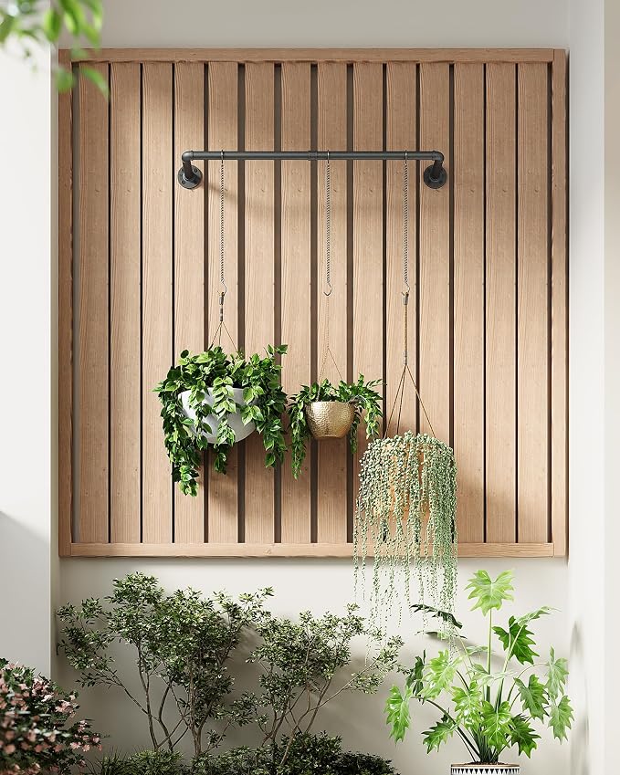 SOFITORG 38.2" Metal Plant Hanging Rod with 3 Chains, Pots Not Included | Wall Plant Hanging Bar, Durable Hanging planter holder for Window Ceiling, Easy Assembly, All Hardware Included, Black