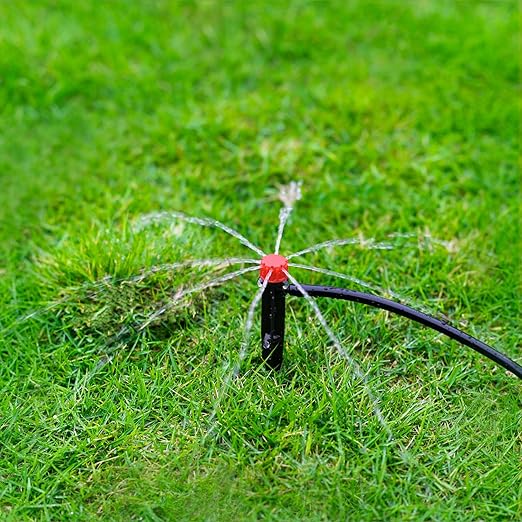 100pcs Drip Irrigation Emitters for 1/4" Drip Tubing | Adjustable 360 Degree Water Flow, 5" Arrow Stake, Garden Irrigation Drippers, For 4-7mm Watering System Kit