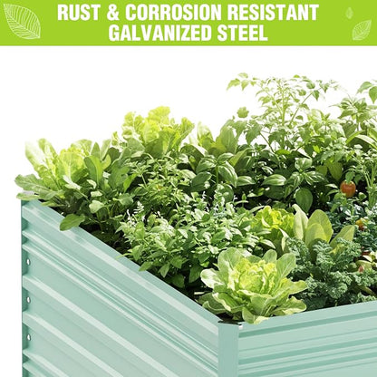 WORKPRO 7.5x4x2ft Outdoor Galvanized Raised Garden Bed, Rust-Resistant Planter Raised Beds for Vegetable, Flowers, Herbs, Light Green
