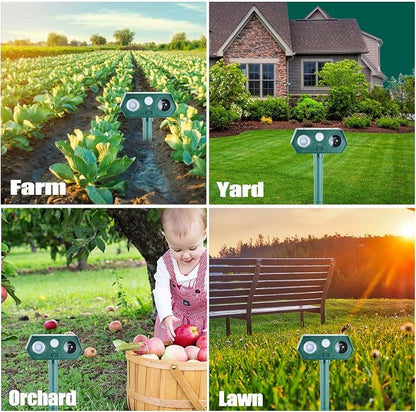 Cat Repellent Outdoor,Solar Animal Repellent Outdoor, Deer, Squirrel, Mouse Ultrasonic Repellent Etc,Devices Motion Detection Waterproof with LED Flash Lights for Yard Farm Garden (1)