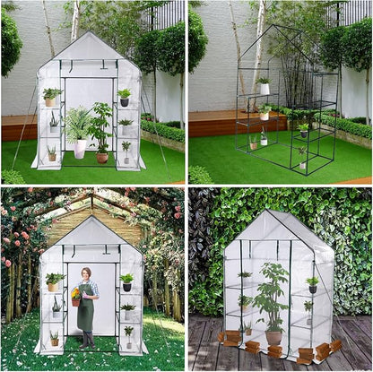 Greenhouse, Portable Mini Walk-in Green House for Outdoors with Roll-up Zipper Door, Anchors, and UV-Resistant Cover