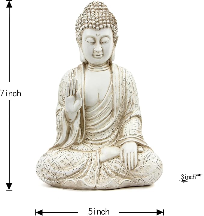 Leekung Buddha statue for home decor accents,laughing buddah statue for meditation zen garden spiritual room feng shui desk table yoga decor,small buda budda home decorations gifts antique ivory white