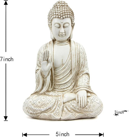 Leekung Buddha statue for home decor accents,laughing buddah statue for meditation zen garden spiritual room feng shui desk table yoga decor,small buda budda home decorations gifts antique ivory white