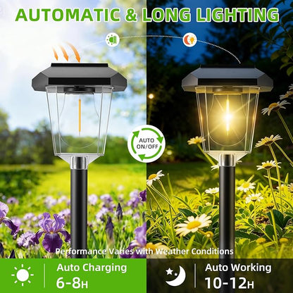 16Pack Solar Pathway Lights Outdoor, Warm White LED Waterproof Solar Lights | Garden Light Solar Powered, Long Lasting, Auto On/Off, 3000K, Stake Landscape Lighting for Outside, Walkway, Lawn, Yard Decor