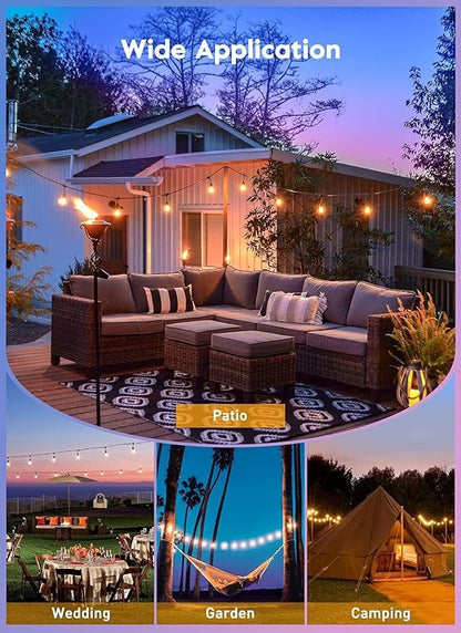 Brightown 55FT Solar String Lights Outdoor Waterproof, Patio Lights with Remote and 16+1 LED Shatterproof Bulbs, Dimmable & Timable, 3 Light Modes, Solar Lights Outdoor for Yard Garden Camping Party
