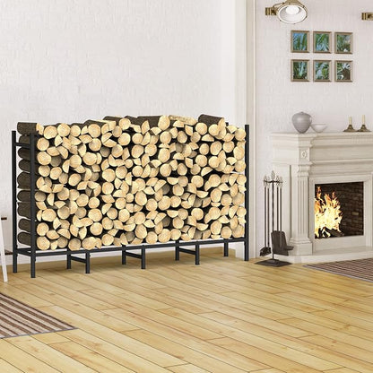 CADUKE Firewood Rack Outdoor with Cover 5.3ft Firewood Log Rack for Fireplace Wood Storage Fire Log Holder Indoors Adjustable Heavy Duty Fire Wood Rack Stand, Black Waterproof Oxford Fabric