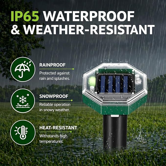 2026 Mole Repellent Solar Powered, Ultrasonic Gopher Vole Repeller for Yard, Mole Stakes Deterrent for Vole Groundhog Chipmunk Snake, Rodent Repeller Outdoor for Lawns Gardens Farms (8 Pack)