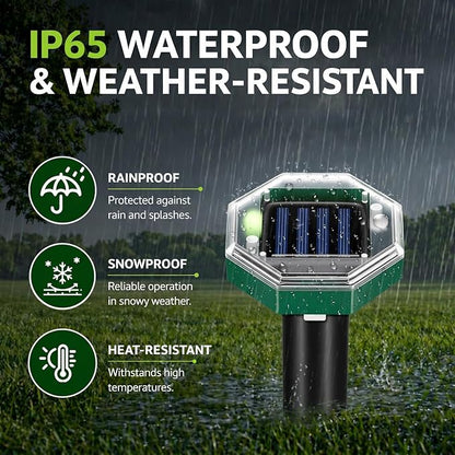 2026 Mole Repellent Solar Powered, Ultrasonic Gopher Vole Repeller for Yard, Mole Stakes Deterrent for Vole Groundhog Chipmunk Snake, Rodent Repeller Outdoor for Lawns Gardens Farms (8 Pack)