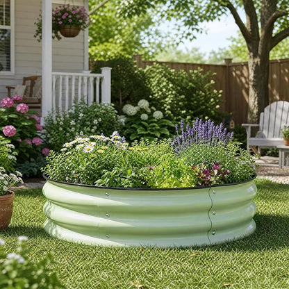 Aoodor 9" Tall 30" Metal Raised Garden Bed, Outdoor Planter Box and Raised Garden Kit for Vegetables, Flowers, Arugula and Herbs, Olive Green