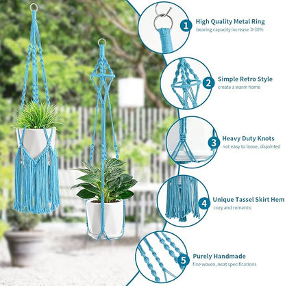 SFENNGPET Macrame Plant Hangers, 6Pack Hanging Planters for Indoor Plants w/ 6 Set Hangers Kit Handmade Macromay Plant Hangers Indoor Flower Pots Holder Stand for Boho Home Décor (POTS NOT Included)