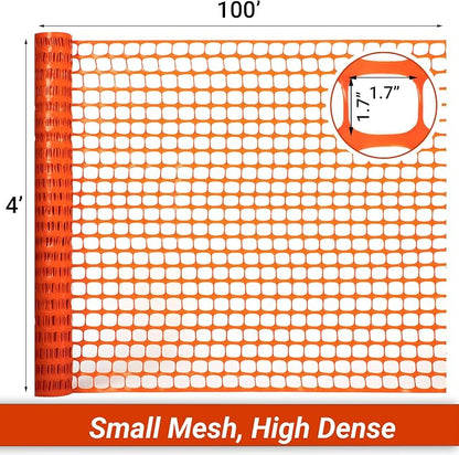 DOEWORKS Safety Fence, 4 x 100 FT Orange Plastic Mesh Fence Roll Barrier Netting for Construction and Event Fencing