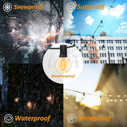 Achin 200FT Outdoor String Lights G40 Globe Patio Lights Waterproof Outdoor Hanging Lights with 104 Shatterproof LED Bulbs Dimmable String Lights for Outside Bistro Backyard Market, 100FT x 2Pack