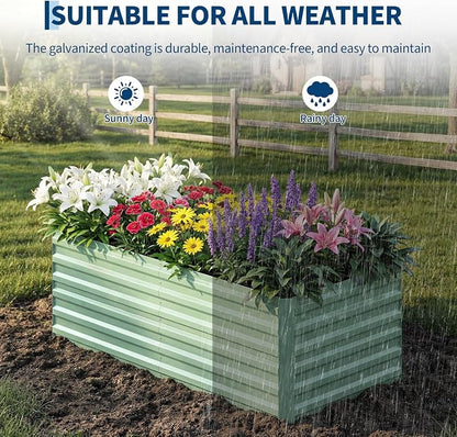 Garvee 2PCS 6x3x2ft Galvanized Raised Garden Bed Outdoor,Rust-Resistant Raised Garden Beds for Gardening, Easy Assembly Outdoor Garden Box & Planters, Green