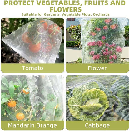 Bird Netting for Garden Protection, CANAGROW 4 Pack Garden Plant Mesh Covers Bags with Drawstring, Insect Bird Barrier Bug Netting for Fruit Blueberry Bushes Vegetable Flower (3.3x4.9FT)