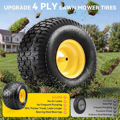 YITAMOTOR 20x8.00-8 Lawn Mower Tires & Wheel Assemblies, 4 Ply Tubeless Front Tires Replacement Fits Lawn Tractors, More Riding Mowers & Garden Vehicle | 3/4" Bore Hole, 3/16" Keyway, 960LBS (2 Pack)