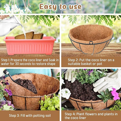 Legigo 3 Pack 20 Inch Hanging Basket Coco Liners Replacement, 100% Natural Round Coconut Coco Fiber Planter Basket Liners for Hanging Basket Flowers/Vegetables