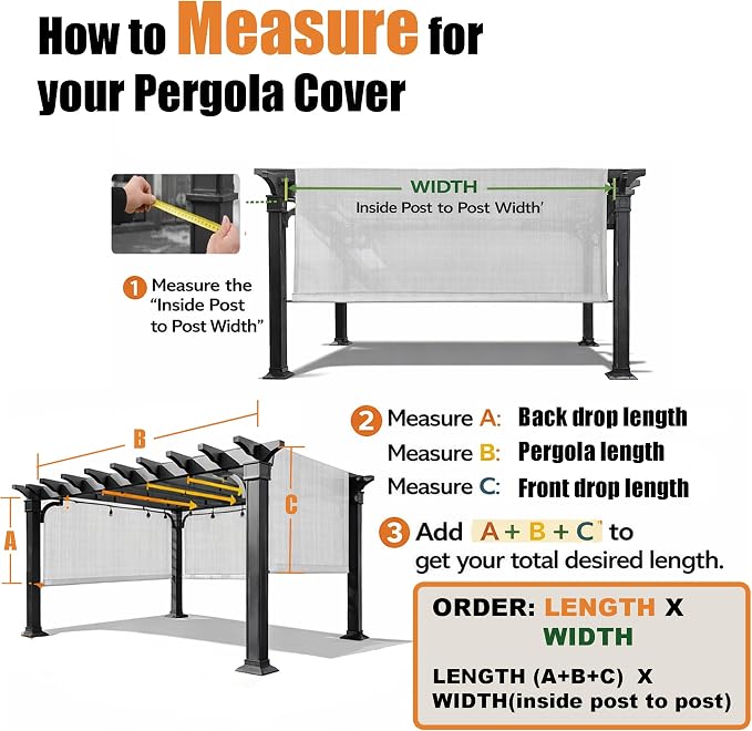 Alion Home Waterproof Pergola Cover - Universal Replacement Canopy for Pergolas (16' L x 8' W, Muddy Water)