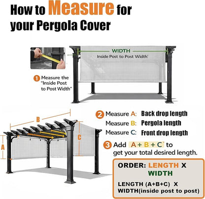Alion Home Waterproof Pergola Cover - Universal Replacement Canopy for Pergola (15' x 6.5', Beige)